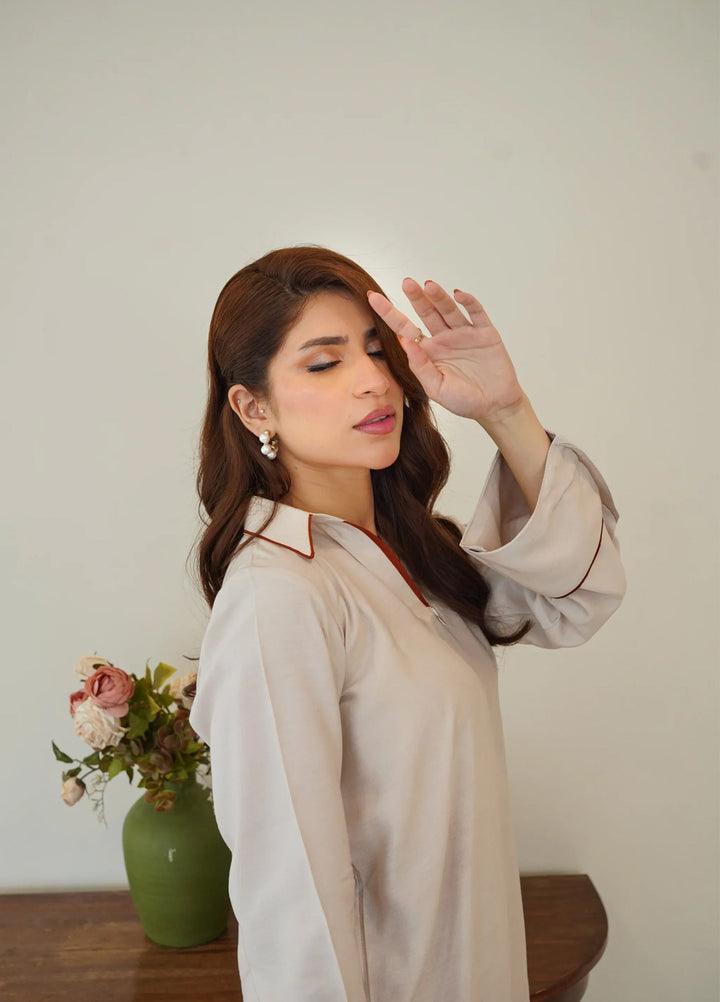 Luxe by Menaal RTW Solids Viscose Lawn 2 Piece Suit IVORY - Casual Collection