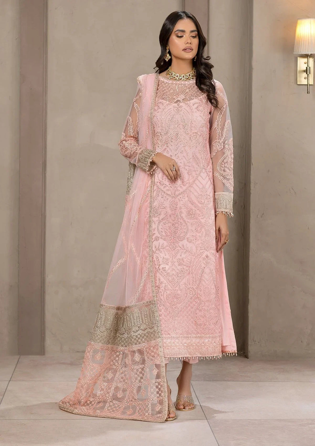 Zarif Unstitched Embroidered Net 3 Piece Suit ZR26UF Falak ZF-04-Haven - Festive Collection