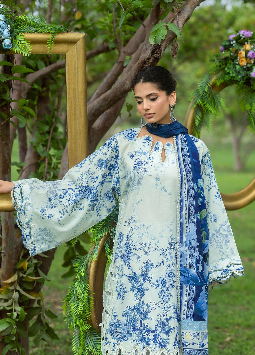 Bridgerton by Elaf Unstitched Printed Lawn 3 Piece Suit EL26ULB EPB-7B - Summer Collection