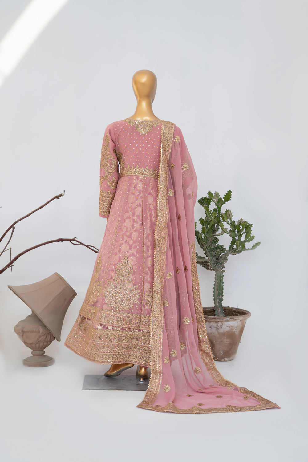 Andaaz by Saira Sultana Women RTW Embroidered Chiffon 4 Piece Suit Muneeha Tea Pink - Wedding Collection