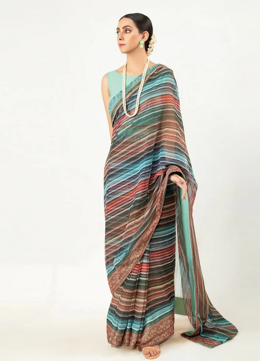 Imran Aftab RTW Printed Chiffon Saree IASC 09 - Festive Collection