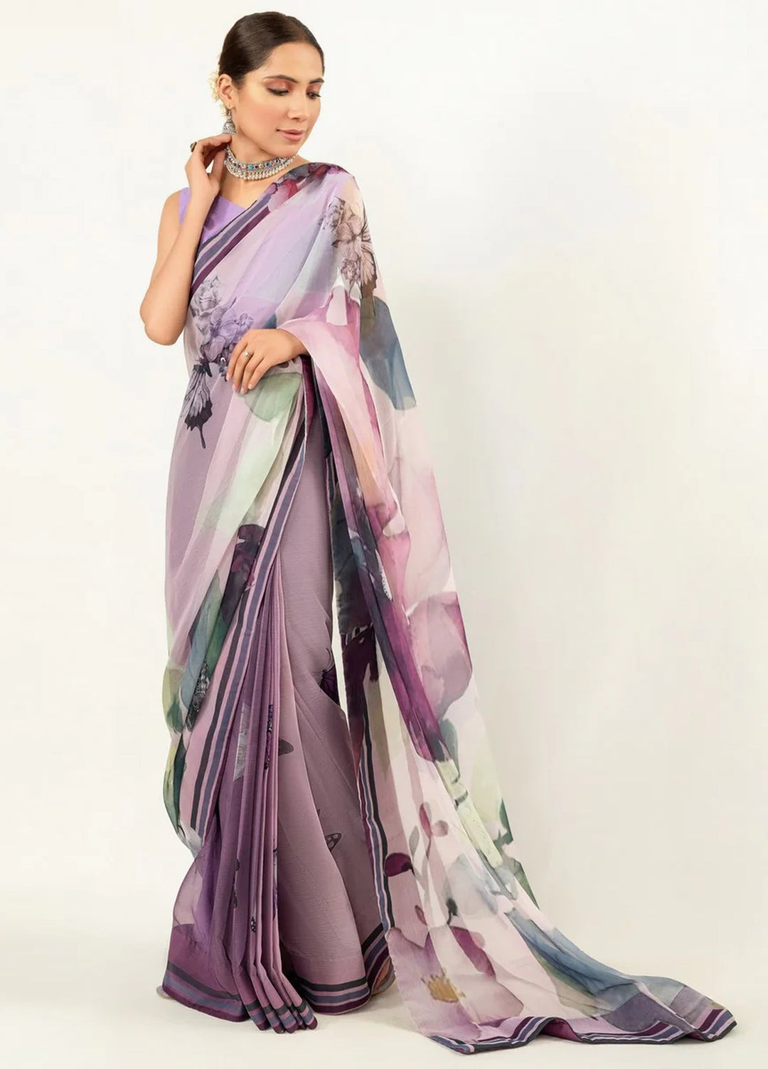 Imran Aftab RTW Printed Chiffon Saree Suit IASC 04 - Festive Collection