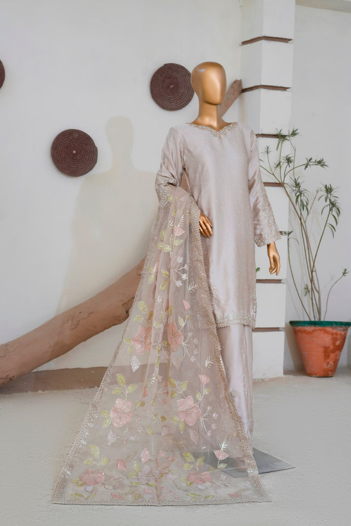 Andaaz by Saira Sultana Women RTW Embroidered Silk 3 Piece Suit Haya Fawn - Festive Collection