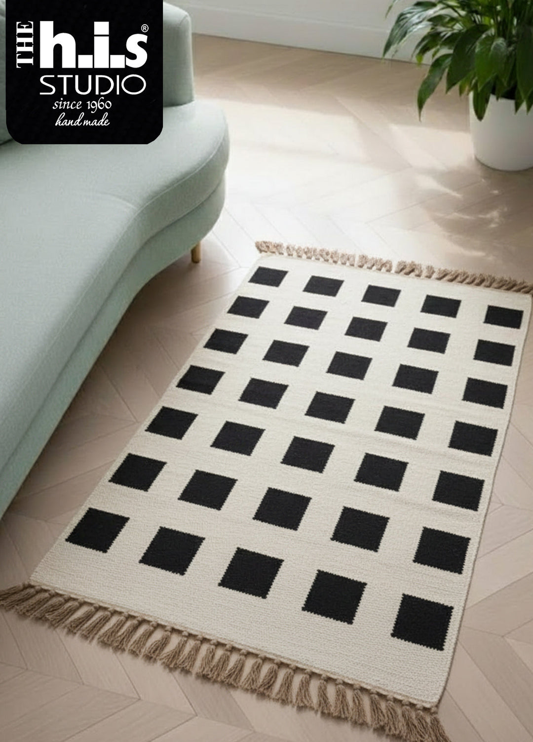 The h.i.s studio Area Rugs Box R-25005-Bone/Black