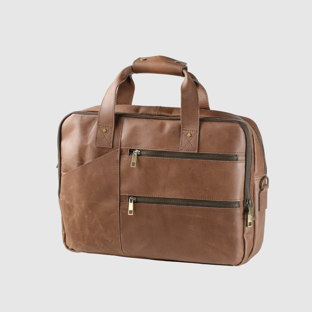 Lafanzo Unisex Leather Legacy Laptop Bag Classic Brown - Accessories Collection