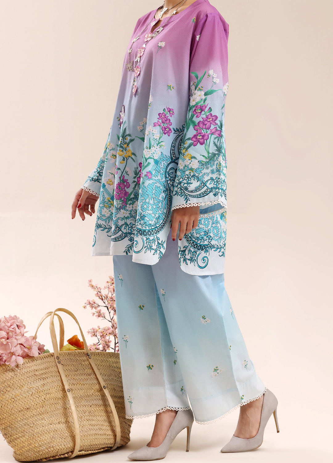 Riley Women RTW Embroidered Lawn 2 Piece Suit RL26RL Lavender Meadows - Casual Collection