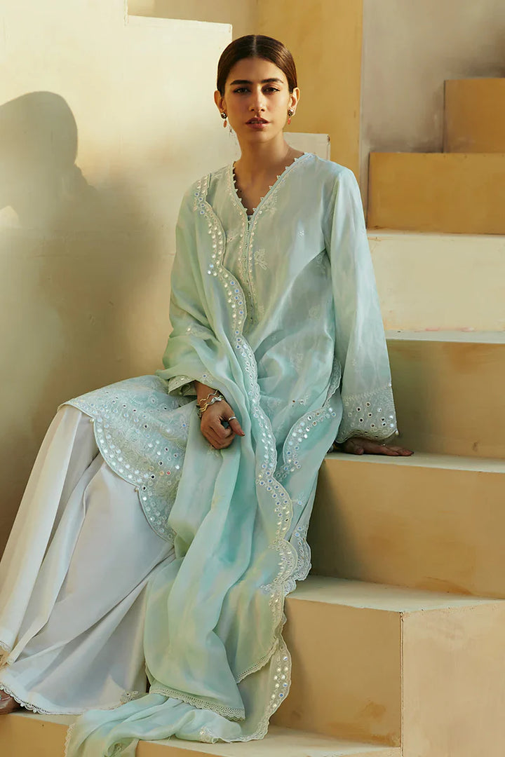 Cross Stitch Embroidered Lawn Suits Unstitched 3 Piece CS24PL D-06 Whisper Mint - Summer Collection