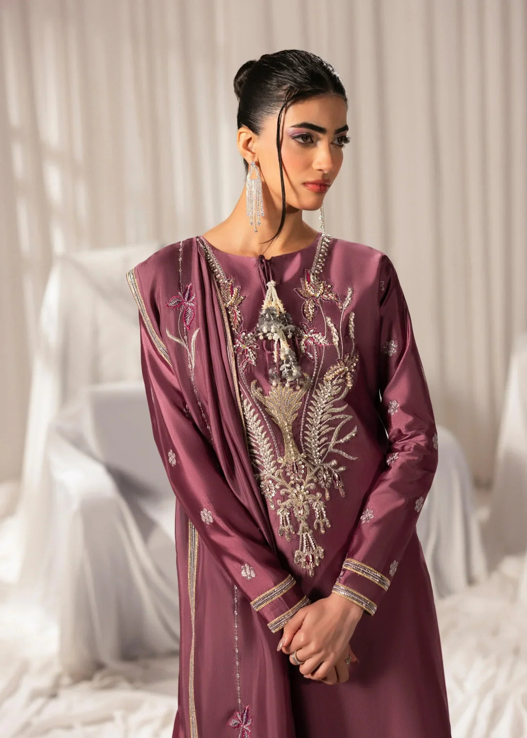 Celeste by Jamni RTW Embroidered Sheesha Silk 3 Piece Suit PEONY Festive Collection