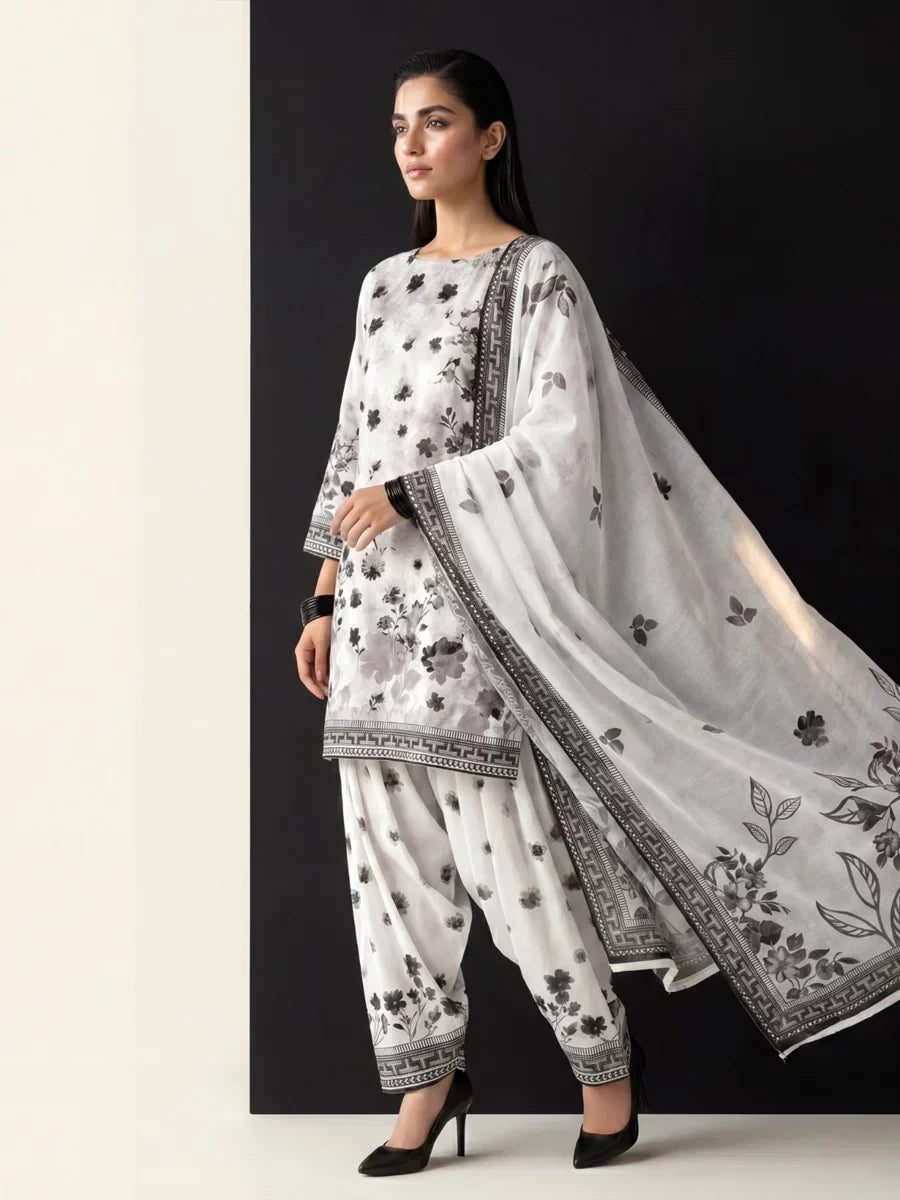 Salitex Unstitched Printed Lawn Silk 3 Piece Suit SUNS7ASI413 Casual Collection