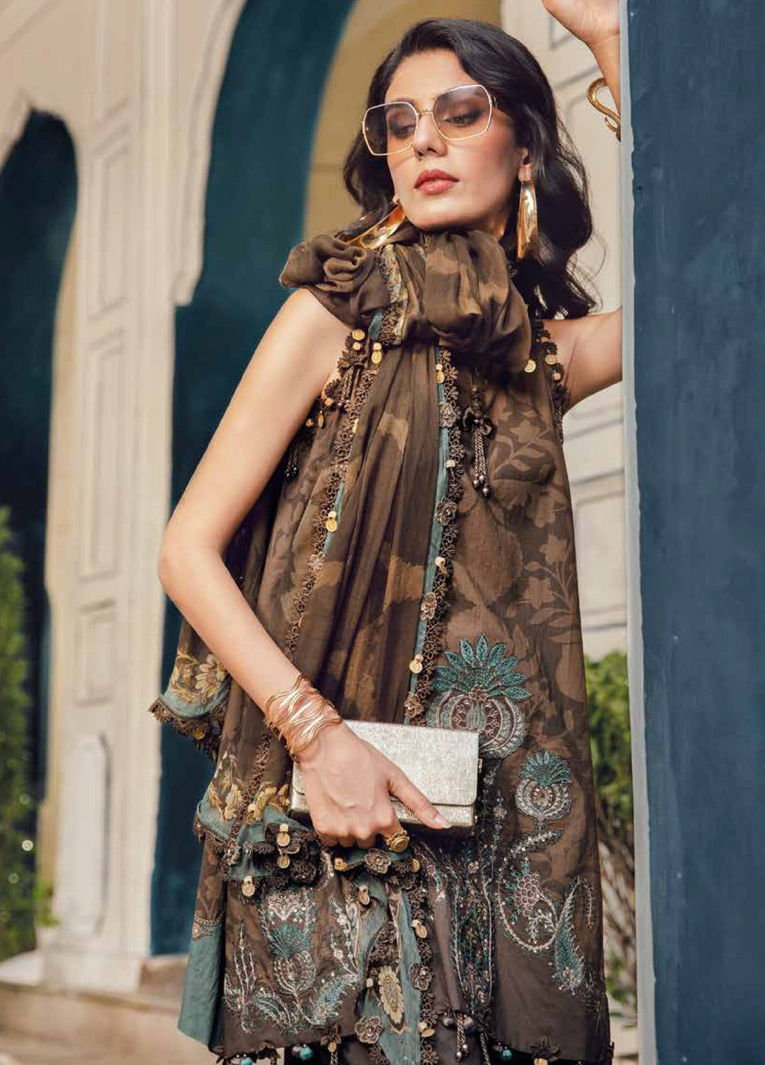 M Prints by Maria B Embroidered  Suits Unstitched 3 Piece MB25FE D-4A - Winter Collection
