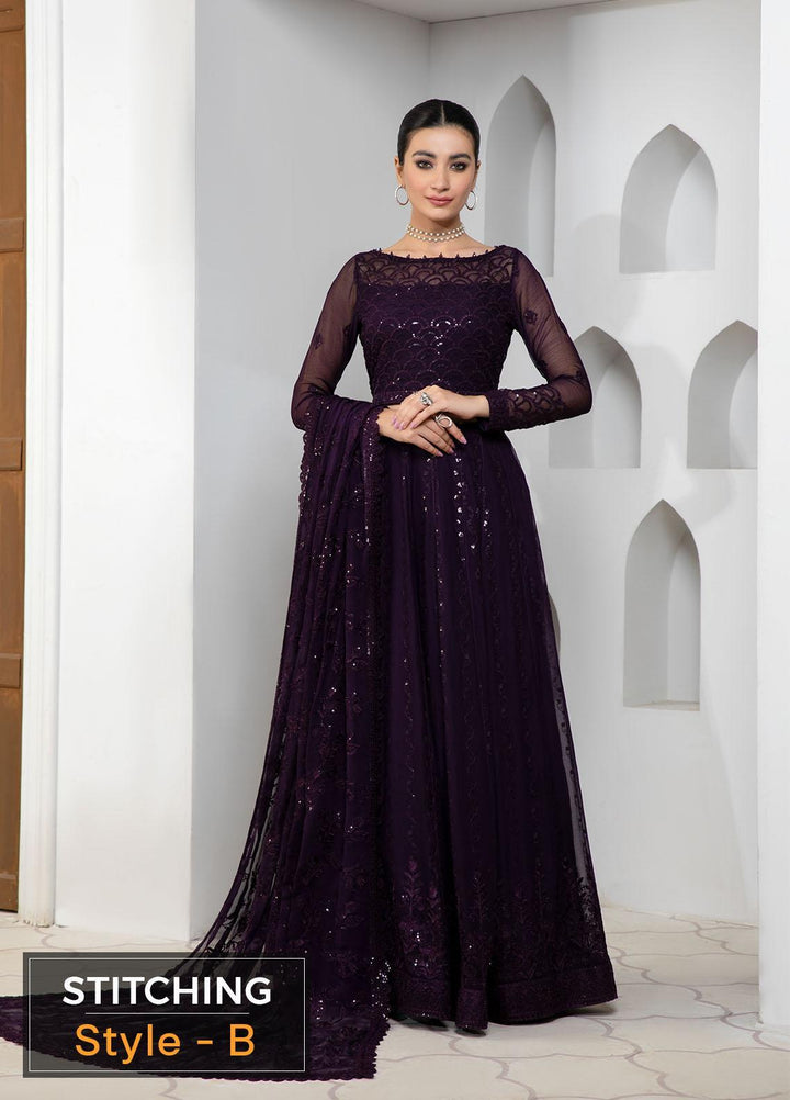 Pareesia by Zarif Embroidered  Suits Unstitched 3 Piece ZP 02 DARK ORCHID - Luxury Collection