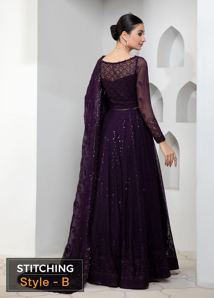 Pareesia by Zarif Embroidered  Suits Unstitched 3 Piece ZP 02 DARK ORCHID - Luxury Collection