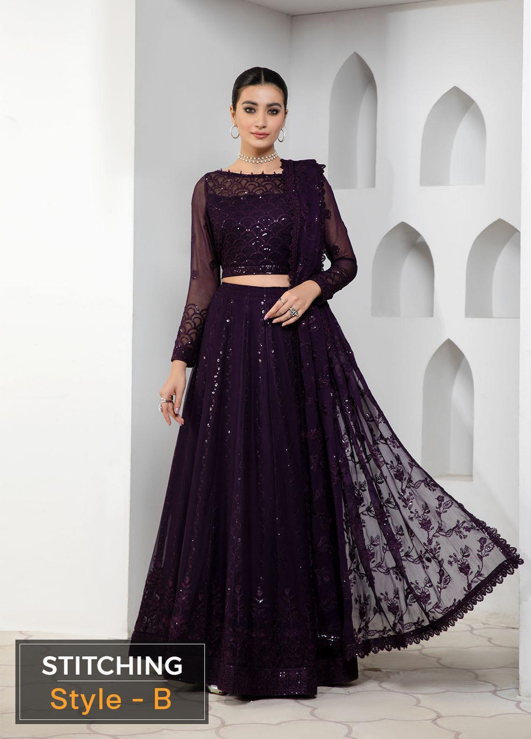 Pareesia by Zarif Embroidered  Suits Unstitched 3 Piece ZP 02 DARK ORCHID - Luxury Collection