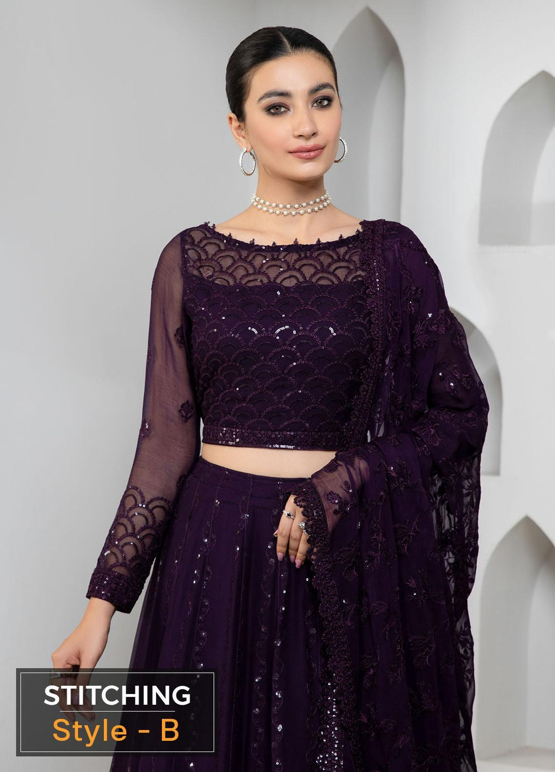 Pareesia by Zarif Embroidered  Suits Unstitched 3 Piece ZP 02 DARK ORCHID - Luxury Collection