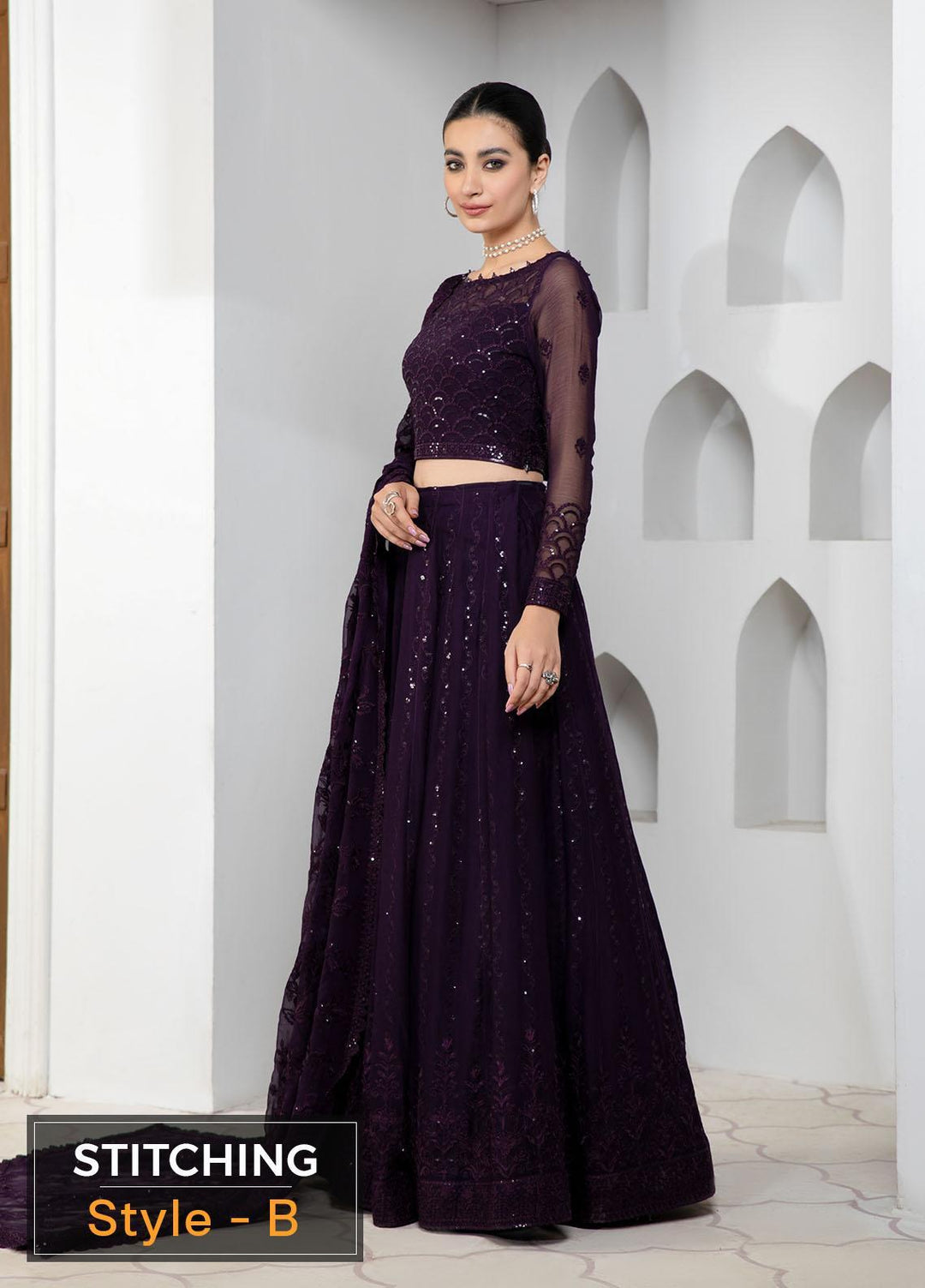 Pareesia by Zarif Embroidered  Suits Unstitched 3 Piece ZP 02 DARK ORCHID - Luxury Collection