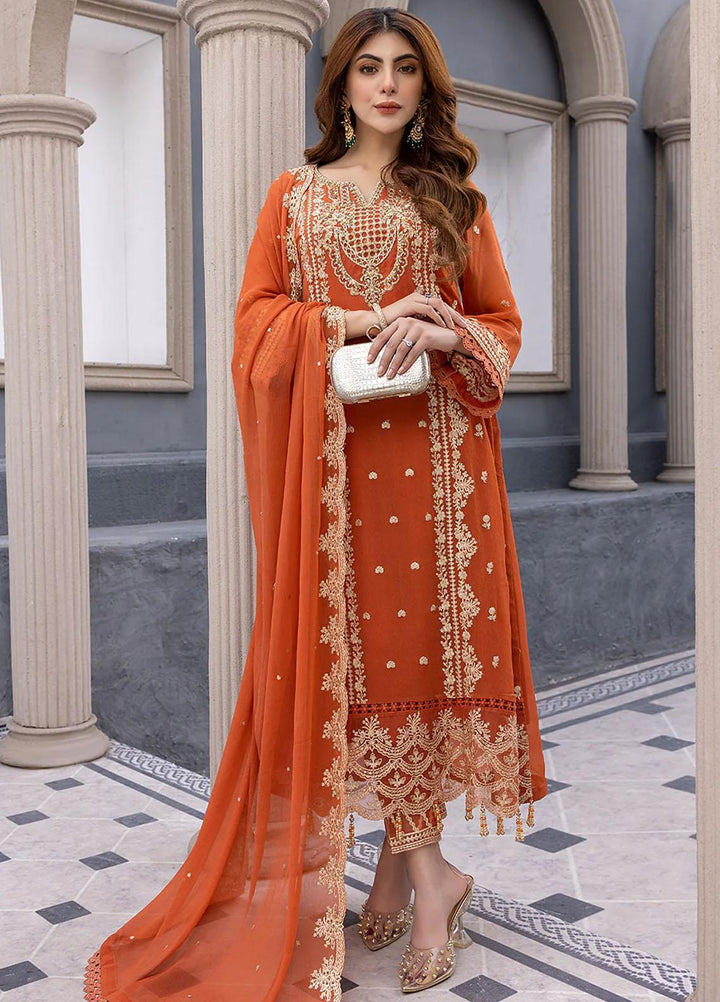 Azure Embroidered Chiffon Suits Unstitched 3 Piece AZU23EC Rustic Bloom - Festive Collection