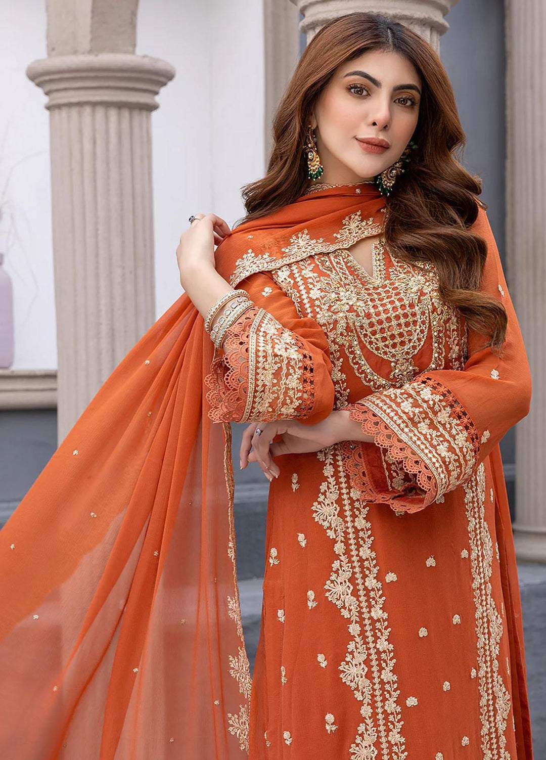 Azure Embroidered Chiffon Suits Unstitched 3 Piece AZU23EC Rustic Bloom - Festive Collection