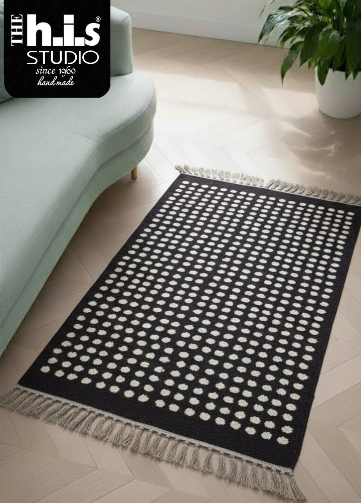 The h.i.s studio Area Rugs P.Dot R- 25003-Black/Bone