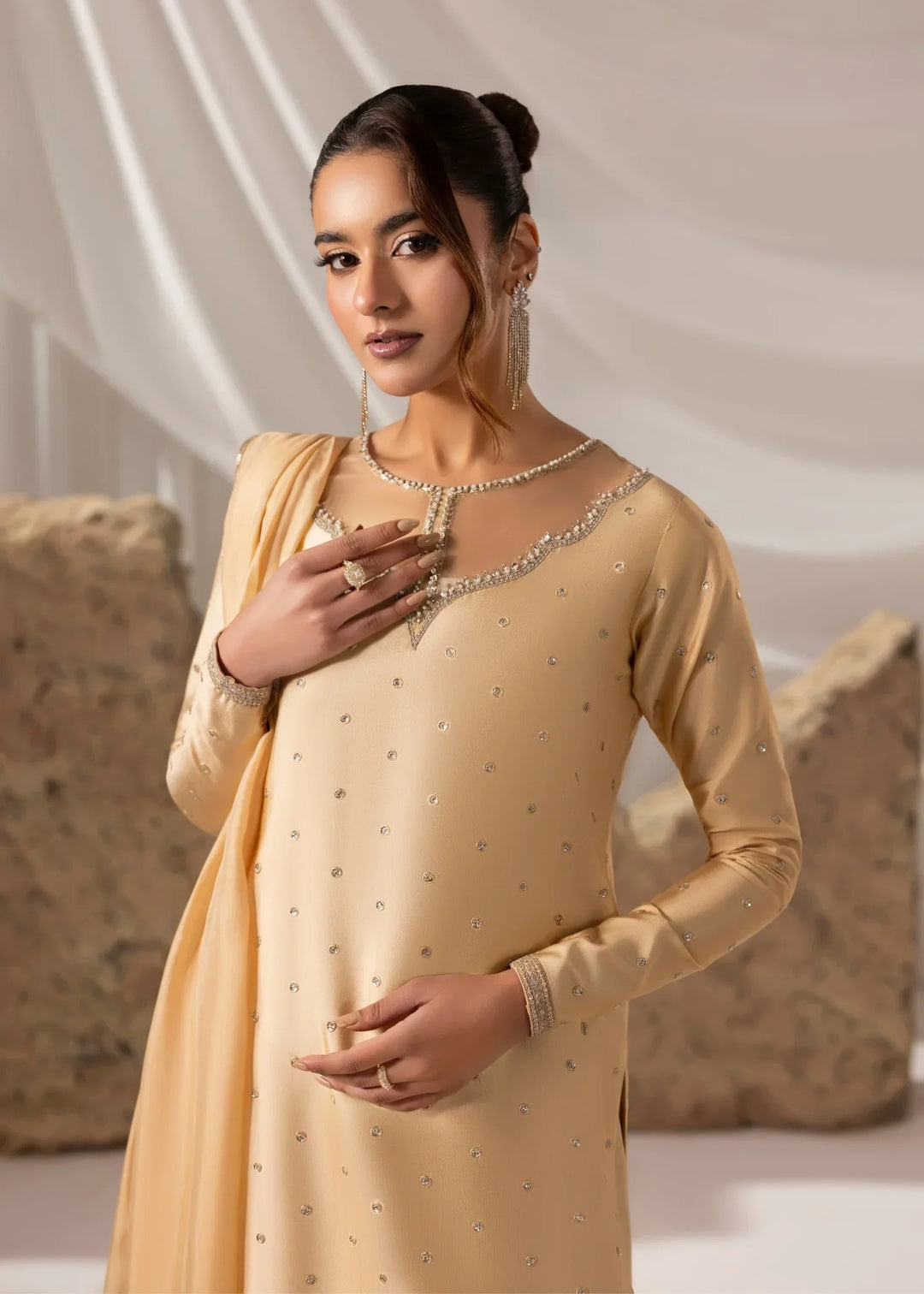 Celeste by Jamni RTW Embroidered Sheesha Silk 3 Piece Suit DAFFODIL Festive Collection