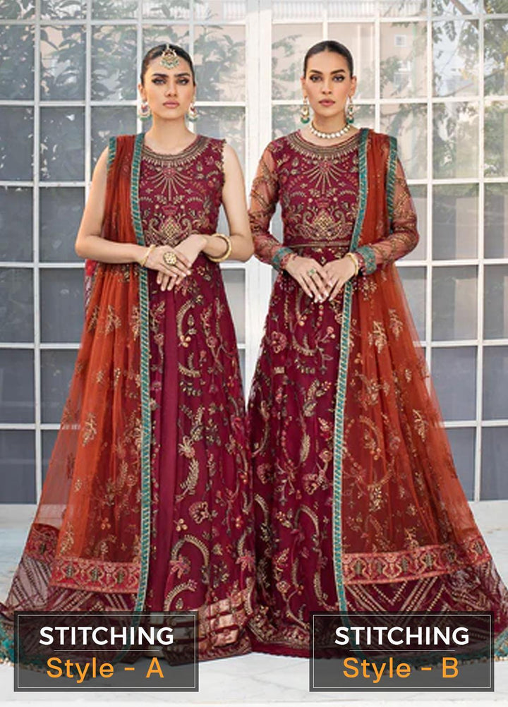 Zarif Embroidered Net Suits Unstitched 3 Piece ZR25UF ZDL-01 Rouche - Luxury Collection