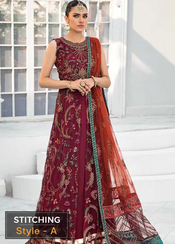 Zarif Embroidered Net Suits Unstitched 3 Piece ZR25UF ZDL-01 Rouche - Luxury Collection