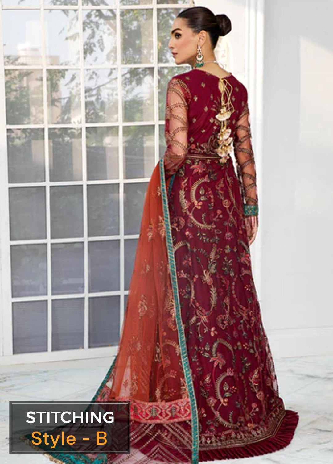 Zarif Embroidered Net Suits Unstitched 3 Piece ZR25UF ZDL-01 Rouche - Luxury Collection