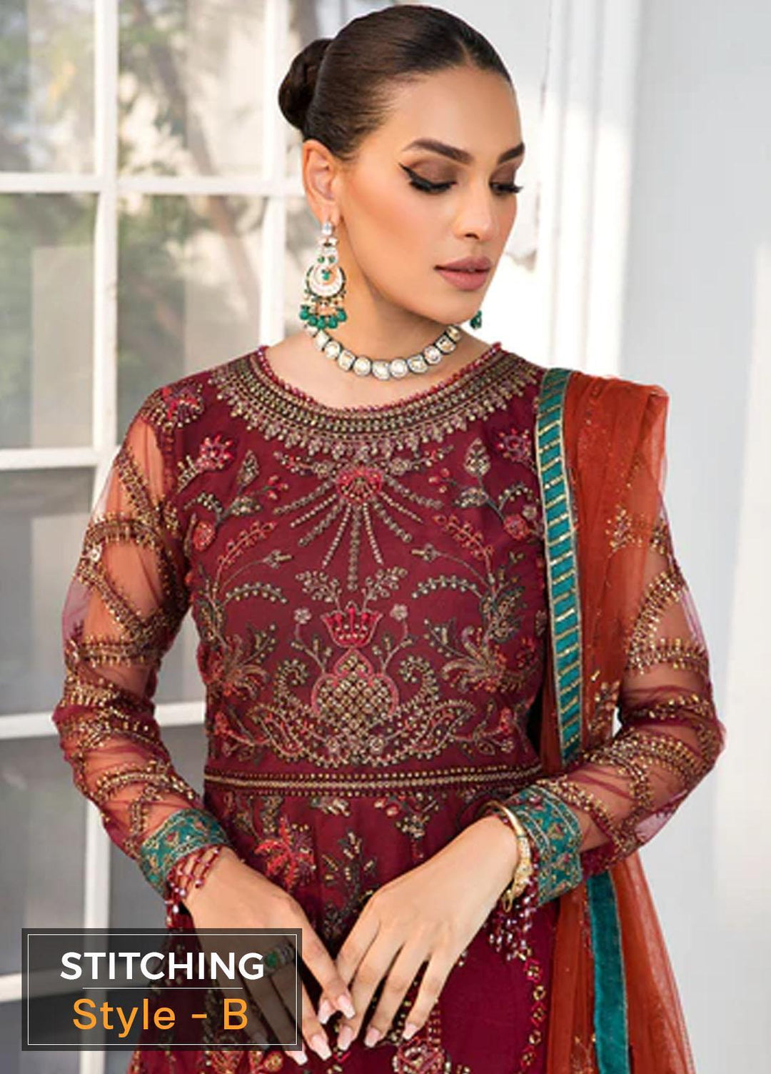 Zarif Embroidered Net Suits Unstitched 3 Piece ZR25UF ZDL-01 Rouche - Luxury Collection