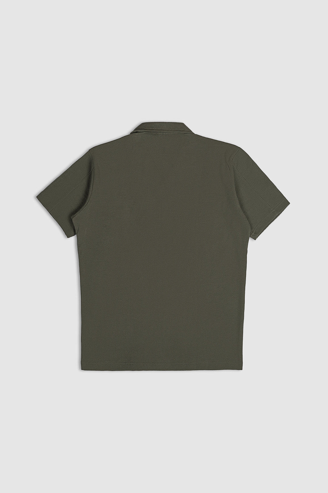 Muraqsh Ready To Wear Solids Waffle Men Olive Waffle Textured Revere Button Down ABD-OWTRBD-FS - Summer Collection