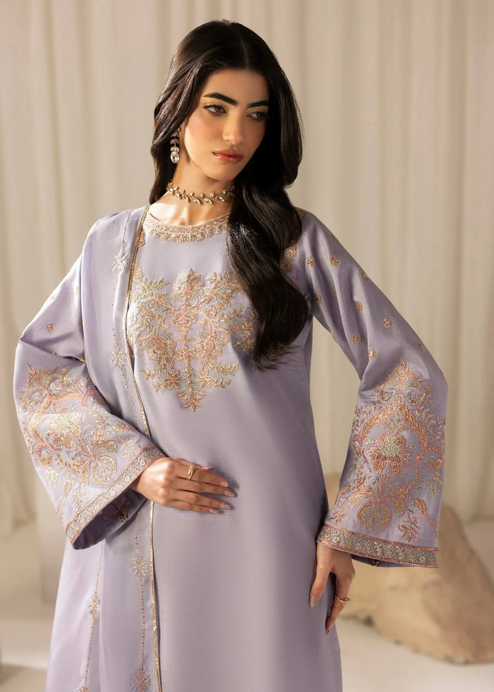 Silk Atelier by Jamni RTW Embroidered Korean Silk 3 Piece Suit LAVENDER MIST Festive Collection