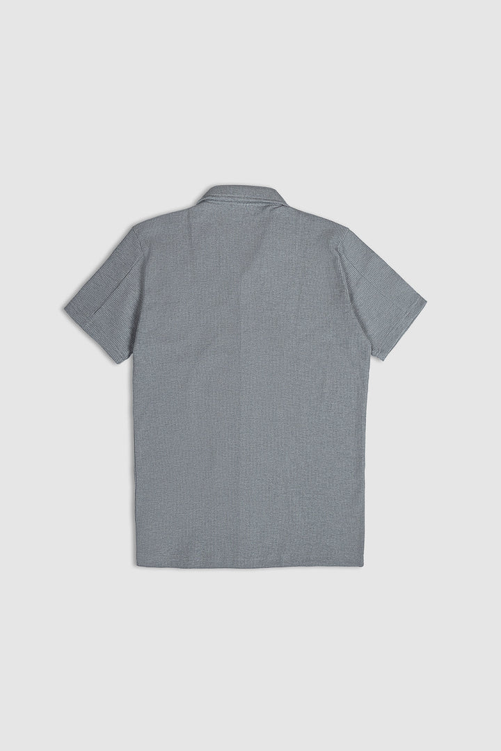 Muraqsh Ready To Wear Solids Cotton Men Light Grey Waffle Textured Revere Button Down ABDGWTRBD-FS - Summer Collection