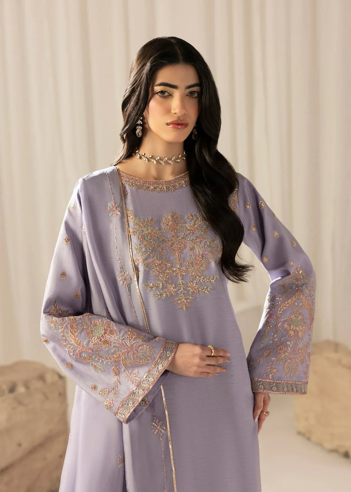 Silk Atelier by Jamni RTW Embroidered Korean Silk 3 Piece Suit LAVENDER MIST Festive Collection
