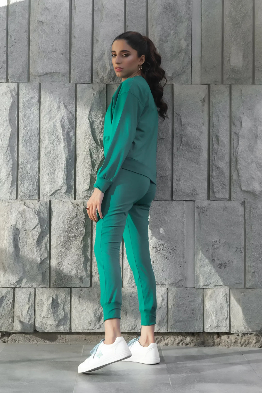 Dhaga Women Western Solids 2 Piece jersy Lush Meadow Co Ords Crop DHSSSCO3 - Summer Collection