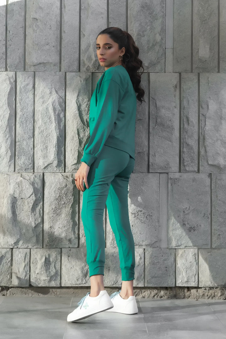 Dhaga Women Western Solids 2 Piece jersy Lush Meadow Co Ords Crop DHSSSCO3 - Summer Collection