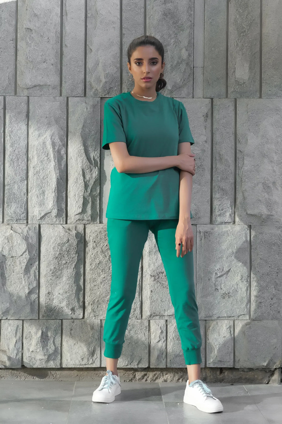 Dhaga Women Western Solids 2 Piece jersy Lush Meadow Co Ords Half Sleeves DHSSSCO3 - Summer Collection