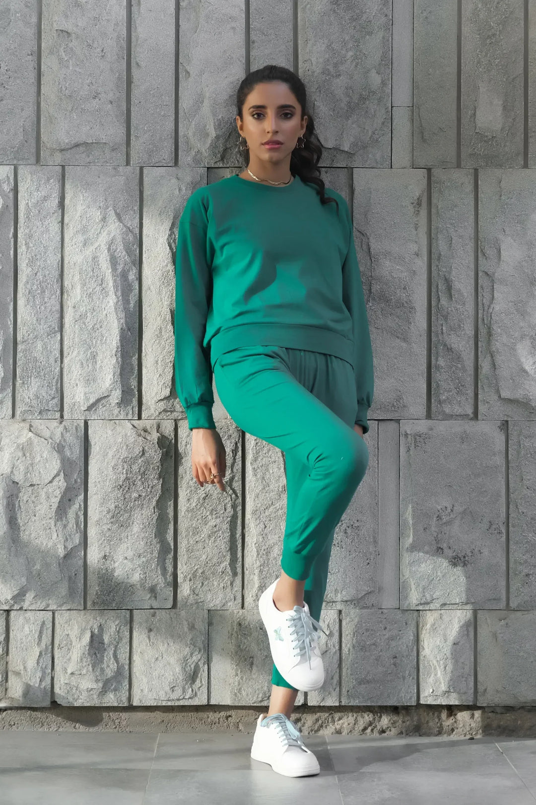 Dhaga Women Western Solids 2 Piece jersy Lush Meadow Co Ords Crop DHSSSCO3 - Summer Collection