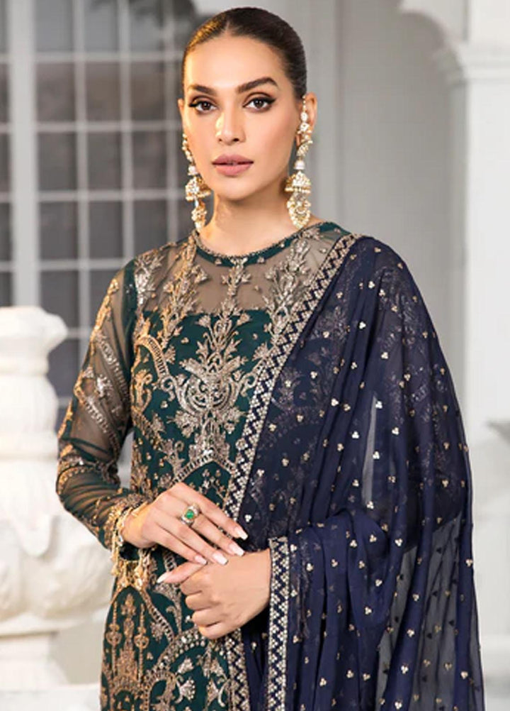 Zarif Embroidered Net Suits Unstitched 3 Piece ZR25UF ZDL-09 Meadow - Luxury Collection