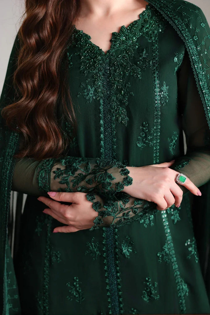 Ensembles by Azure Unstitched Embroidered Chiffon 3 Piece Suit AZ26UEF LEENA - Festive Collection