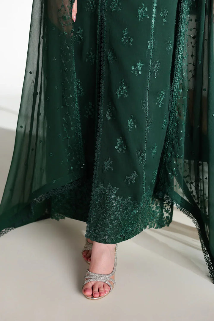 Ensembles by Azure Unstitched Embroidered Chiffon 3 Piece Suit AZ26UEF LEENA - Festive Collection