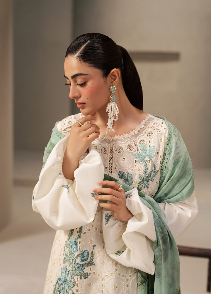 E-Craft by Elaf Unstitched Embroidered Lawn 3 Piece Suit EHC-1A Vanilla - Casual Collection