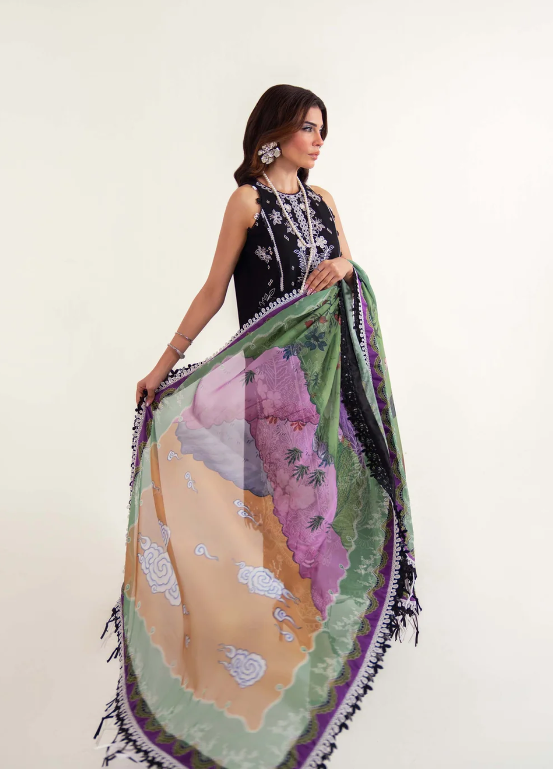 Sable Vogue Unstitched Embroidered Lawn 3 Piece Suit SV26UL SL-10-25-V2 - Summer Collection