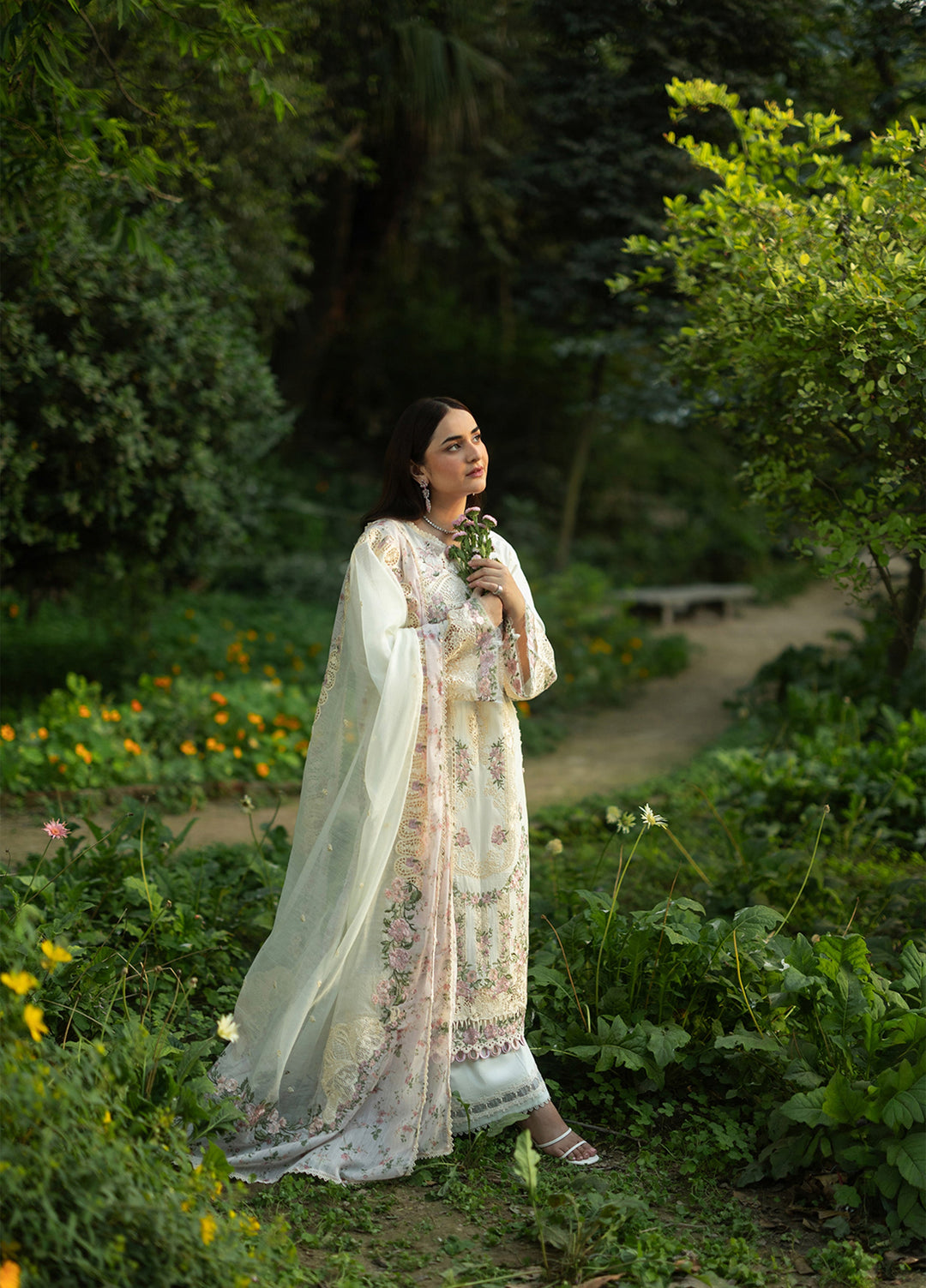 Elaf Premium Unstitched Embroidered Lawn 3 Piece Suit EL26ULF Sweet Talk ELQ-7B - Festive Collection