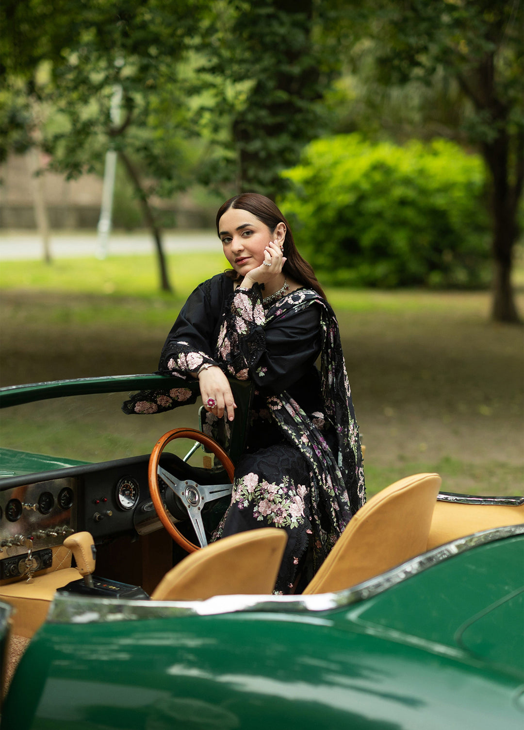Elaf Premium Unstitched Embroidered Lawn 3 Piece Suit EL26ULF Black Mascara ELQ-5B - Festive Collection