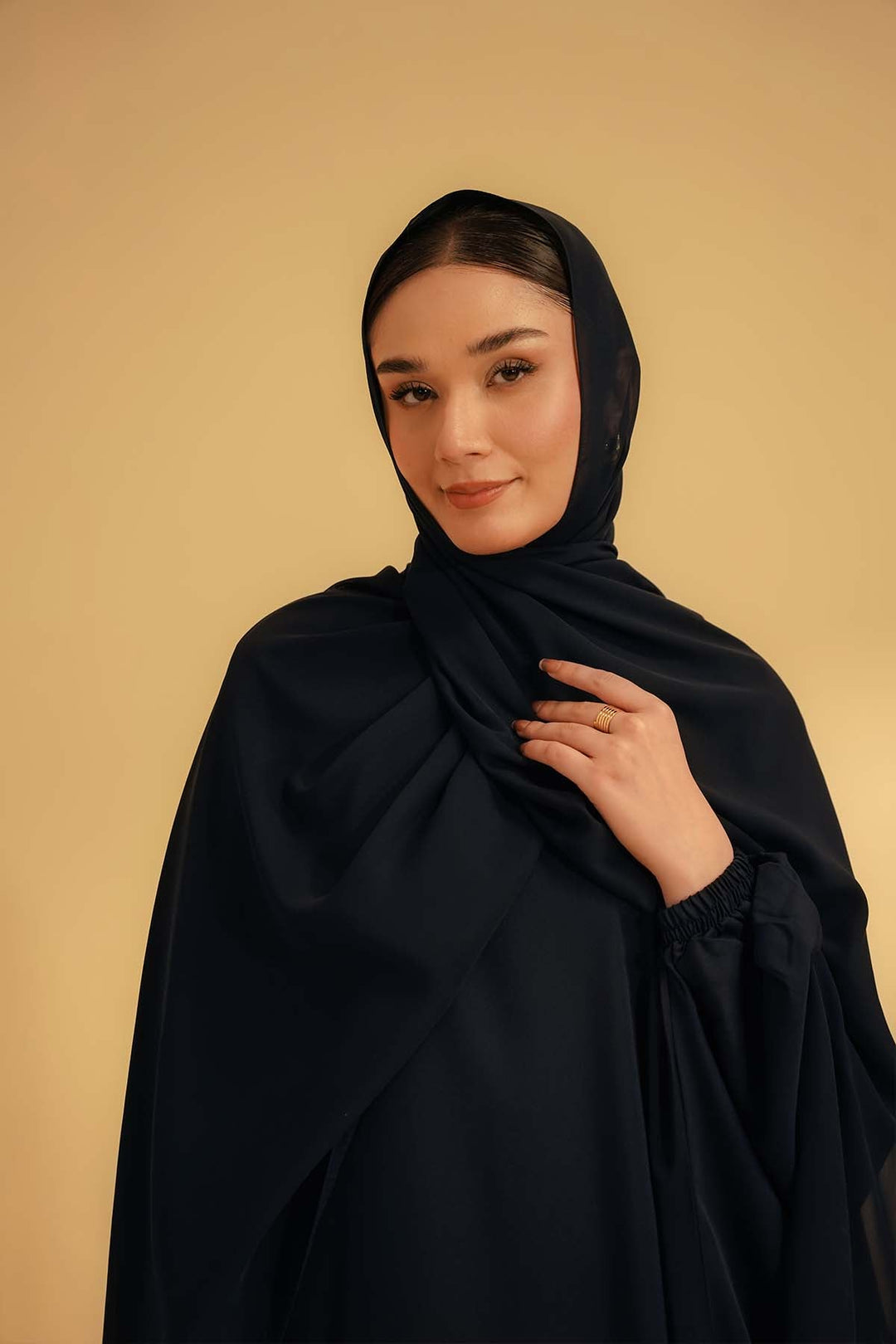Divinely Crafted Chiffon Solids Hijab 1 Piece Navy AR-000624 - Summer Collection