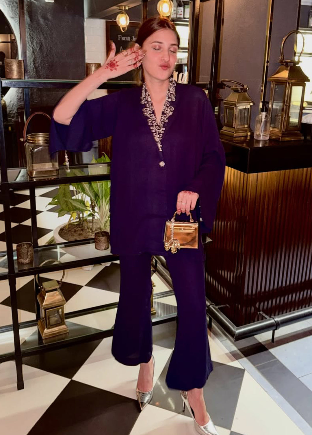 Moscow Blue Embroidered Co-ord Set by Ripret