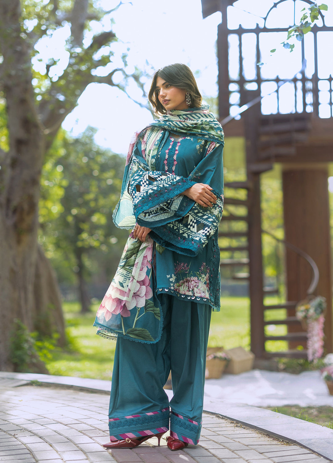 Bridgerton by Elaf Unstitched Printed Lawn 3 Piece Suit EL26ULB EPB-8A - Summer Collection