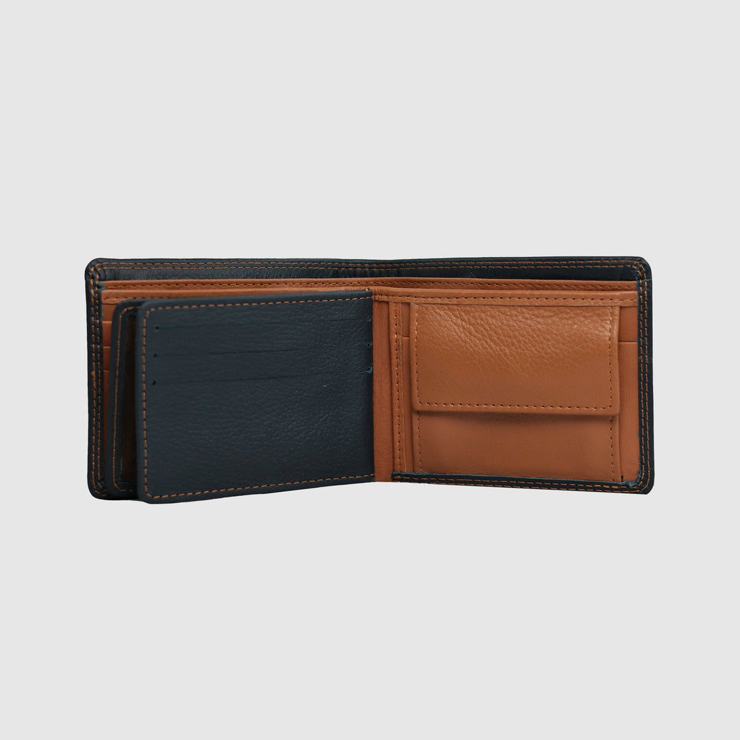 Lafanzo Unisex Leather LO Padded Wallet Dark Blue & Tan - Accessories Collection