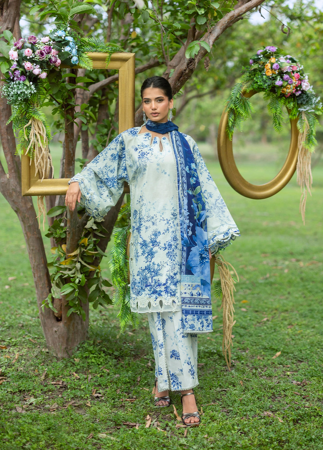 Bridgerton by Elaf Unstitched Printed Lawn 3 Piece Suit EL26ULB EPB-7B - Summer Collection