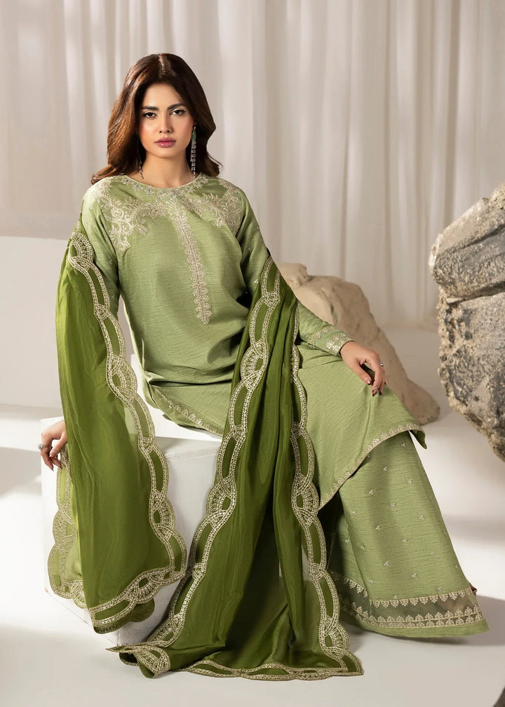 Silk Atelier by Jamni RTW Embroidered Korean Silk 3 Piece Suit MINT CRUSH Festive Collection