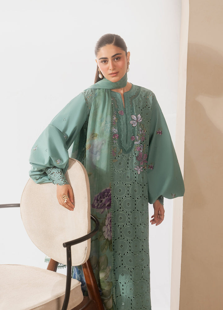 E-Craft by Elaf Unstitched Embroidered Lawn 3 Piece Suit EHC-1B Willow - Casual Collection
