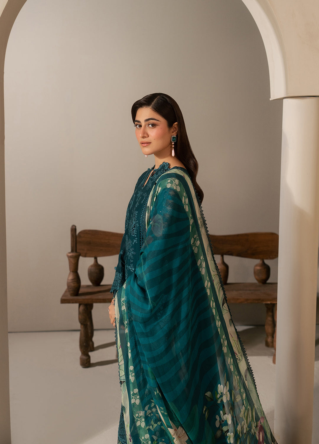E-Craft by Elaf Unstitched Embroidered Lawn 3 Piece Suit EHC-2A Moss - Casual Collection